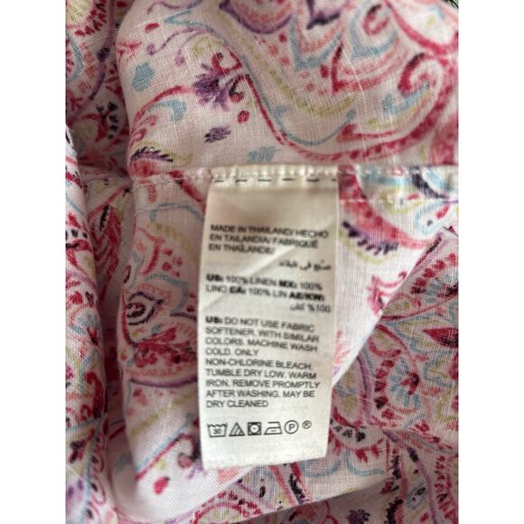 Chico's Women Linen Tunic Button Up No Iron Size 2, Large Floral Paisley - Picture 5 of 5